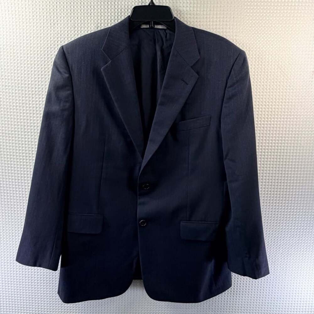 Hickey Freeman Men's Navy Blue Pinstripe Wool Suit Jacket - Picture 2 of 8